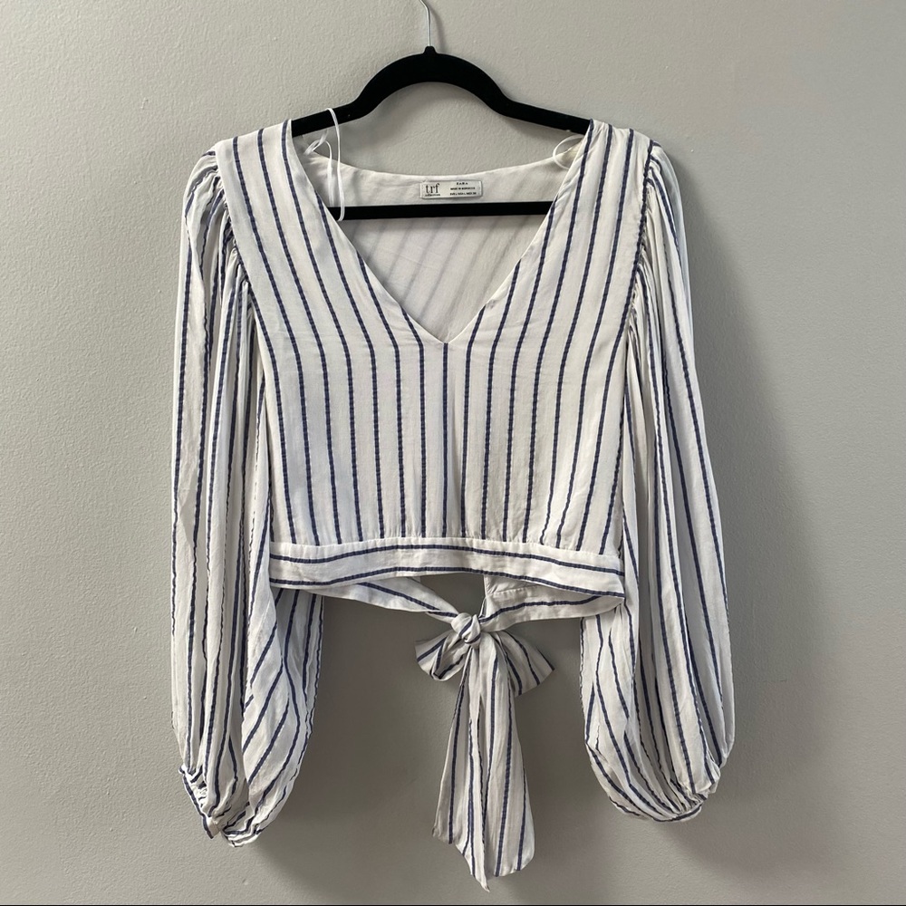 BLUE AND WHITE STRIPED ZARA TOP